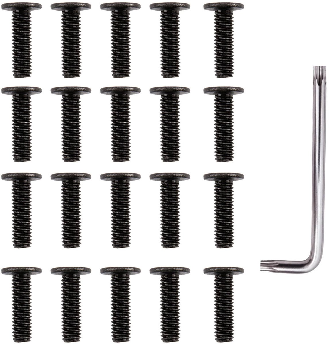 Dailygoods- Platte Kopschroeven 20 Stuks - M5 x 20 mm - Roestvrij Staal A2 V2A - Zwarte Oxide Afwerking - T25 Sleutel - Corrosiebestendig - Schroeven