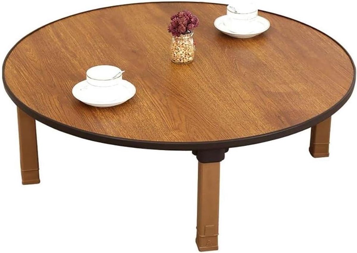 Opvouwbare Ronde Tafel - Lage Zittafel - Thee Drinken - Ruimtebesparend Ontwerp - 60x30cm - Houtkleur