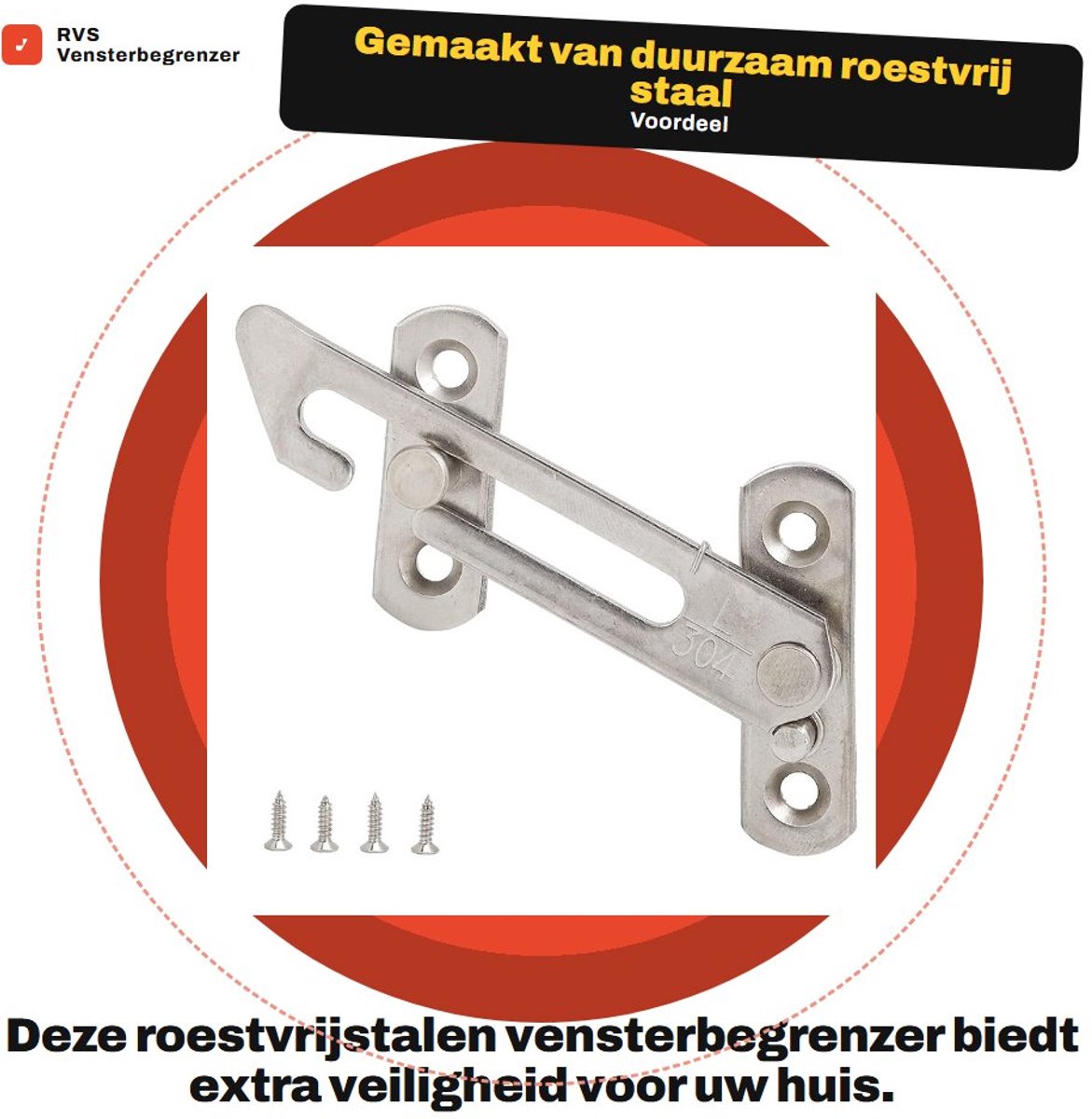 Dailygoods - RVS Vensterbegrenzer en Schuifraam Stopper Kinderslot