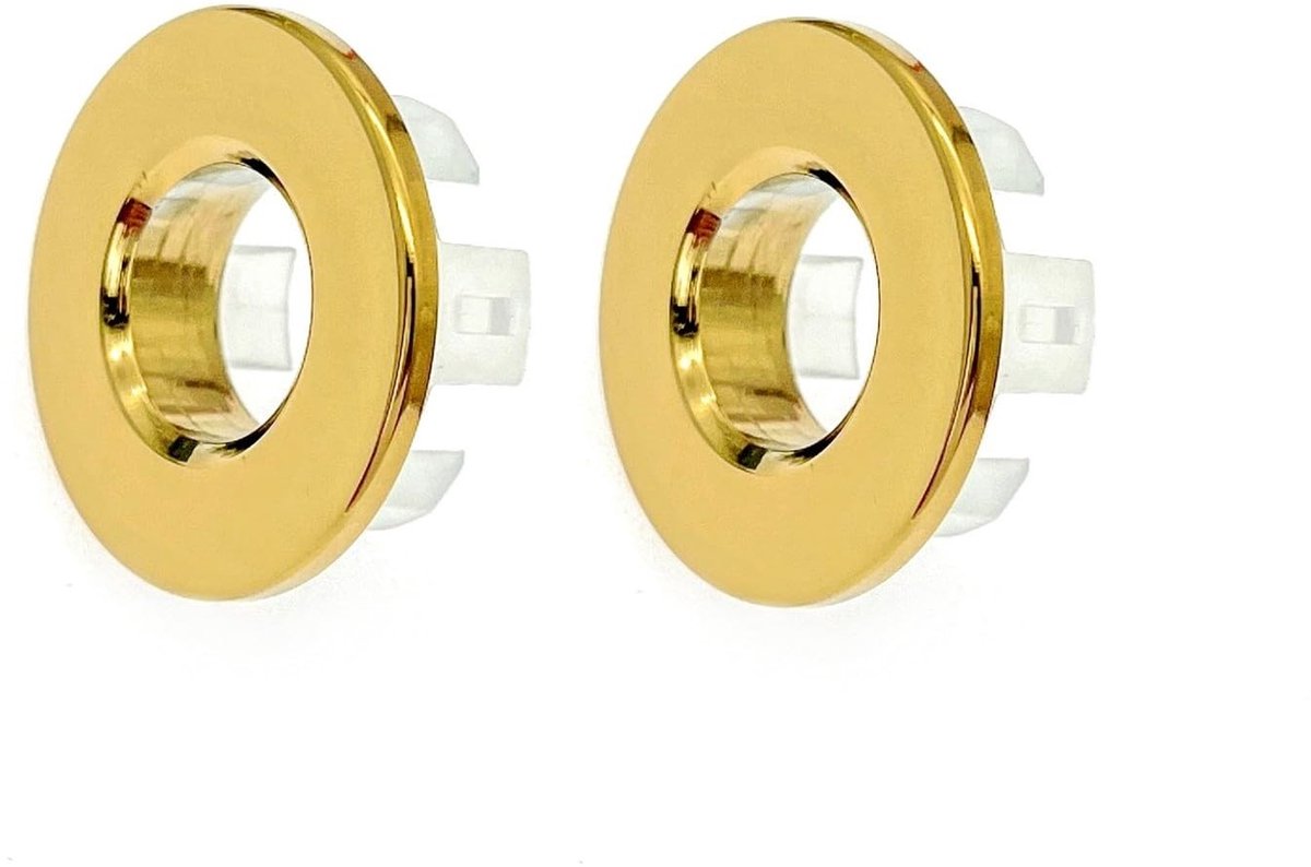 Dailygoods- Overloopring Goudkleurig - 2x Metalen Overloopringen - Geschikt voor Wastafels - Diameter 22-24 mm - Hoogwaardig Koper - Glanzend Afwerking - Wastafelplug