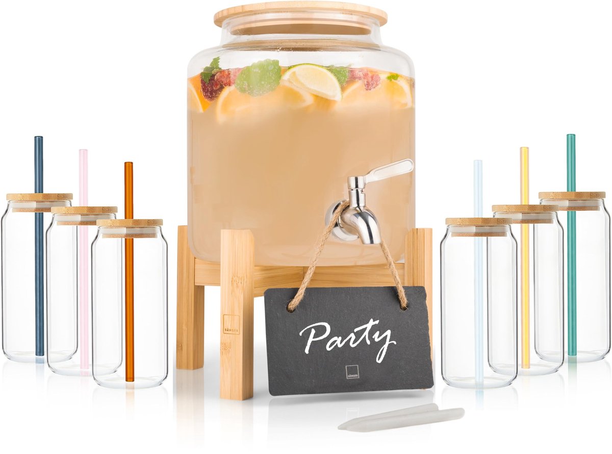 Dailygoods - Bowle set met glazen en rietjes - Drankdispenser voor punch en glühwein