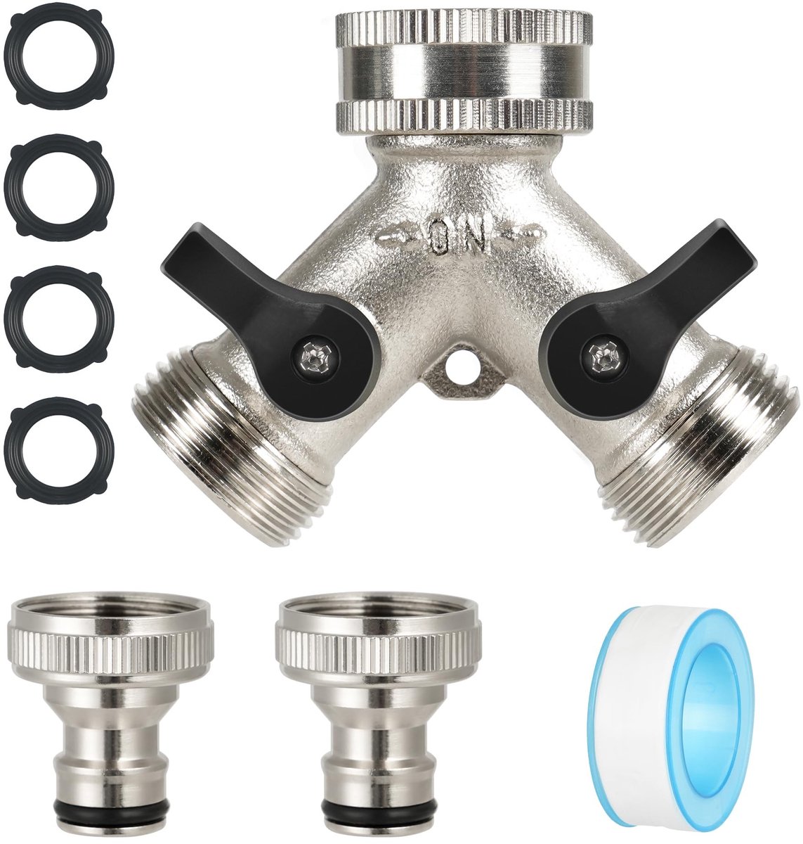 Dailygoods- Waterverdeler 2-weg 3/4 inch - Tuinslang Verdeler - Messing - Robuust - Geen Lekkage - Universeel Compatibel - Kraanverdeler