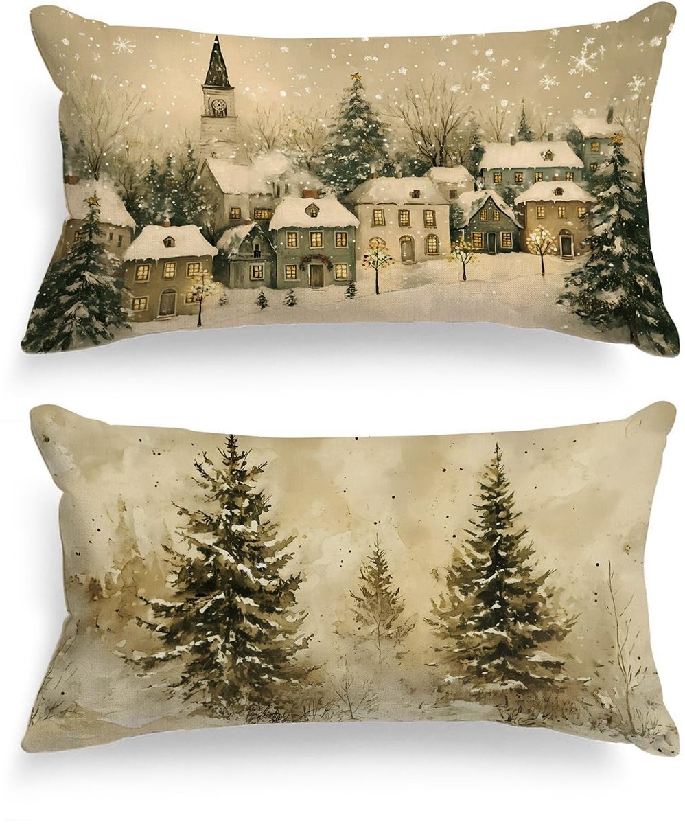 Dailygoods- Kussenslopen 40 x 81 cm - Set van 2 - Kerstkussenslopen - Decoratief - Winterdecoratie - Hoogwaardige satijn-polyester - Kussenhoezen