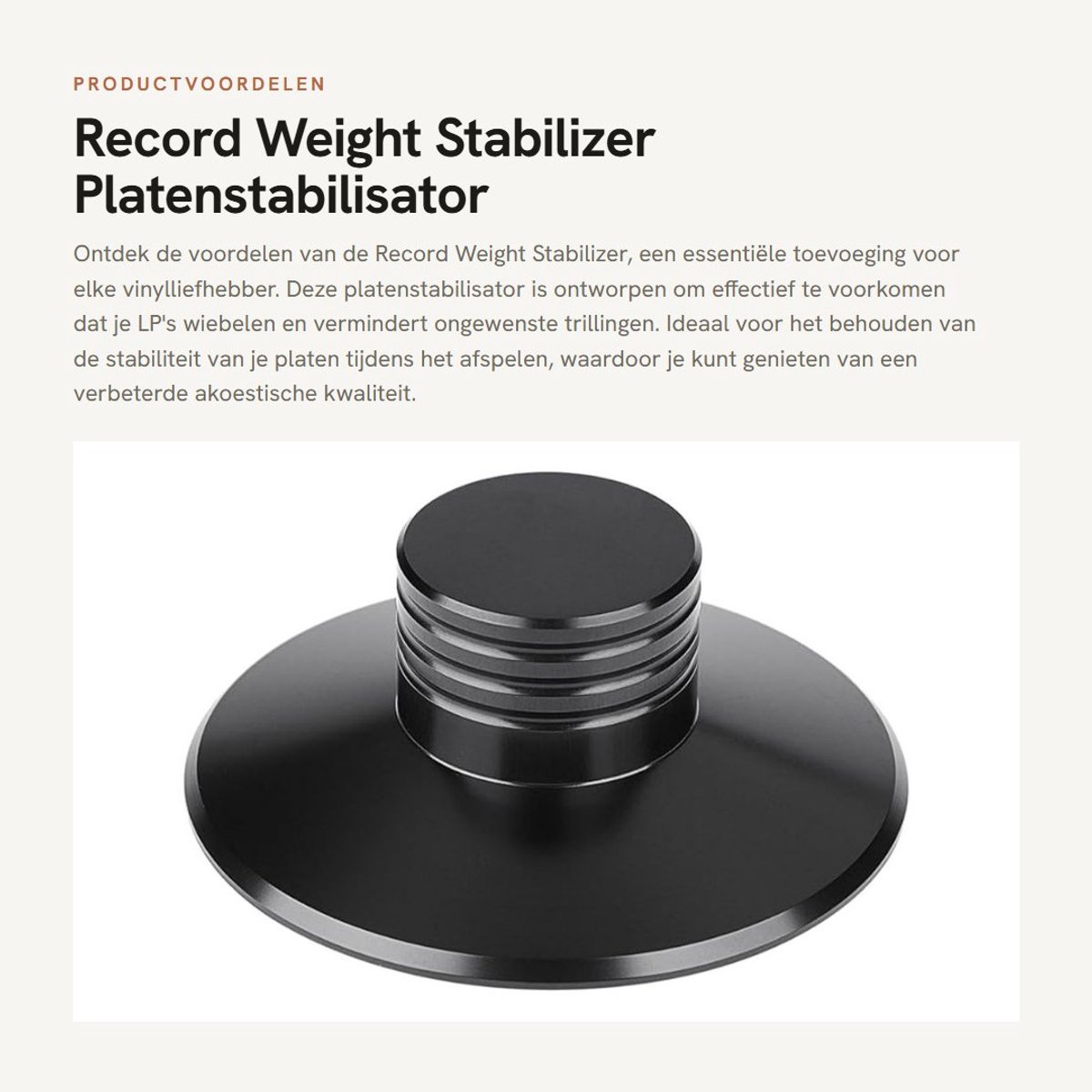 Solidchoice- Record Stabilizer Hoogwaardige Aluminium - Platenpuck - Trillingsreducer - Lichtgewicht - Schokbestendig - Verbeterde Akoestische Kwaliteit - Platenstabilisator