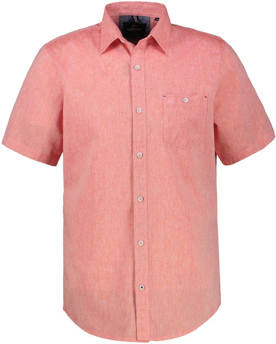 LERROS Effen overhemd met korte mouwen in grote maten , Maat: 4XL , Kleur: VIVID RED , 80% katoen, 20% linnen