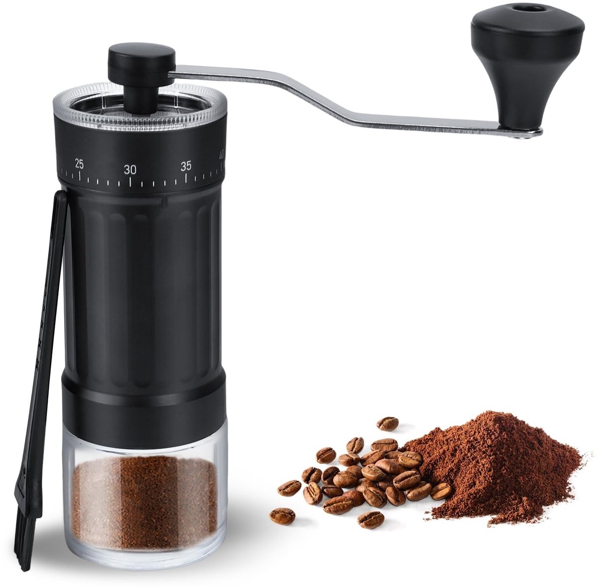 Dailygoods- Koffiemolen Handmatig - Conische Molen - 40 Instellingen - Keramiek - Zwart - Lichtgewicht 325 g