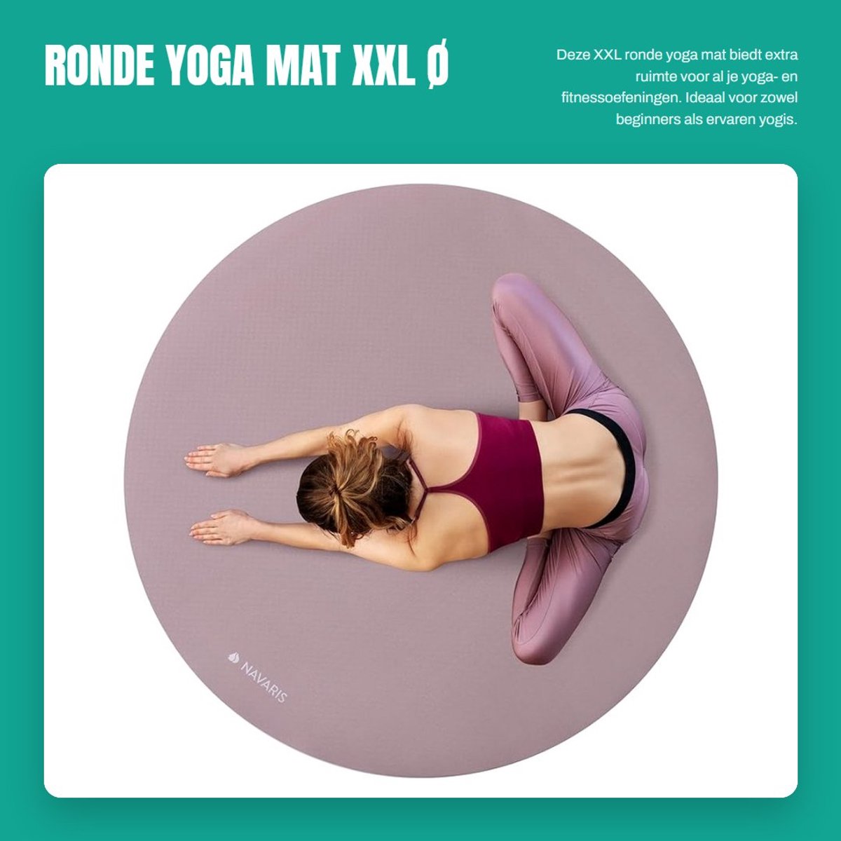Dailygoods- Yogamat XXL Ø 120 cm - Antislip - Fitnessmat - Yoga mat extra dik - Yogamat voor pilates - 360 graden workout - Yogamatten