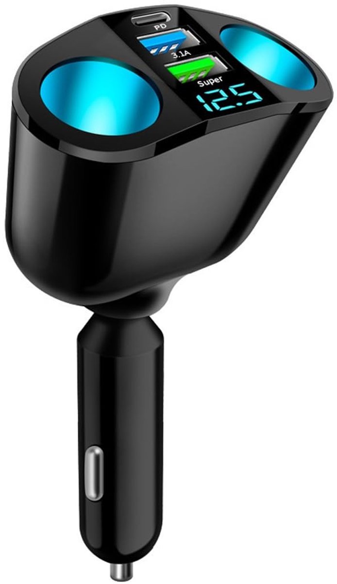 Dailygoods - Auto Sigarettenaansteker Adapter met USB en Voltmeter