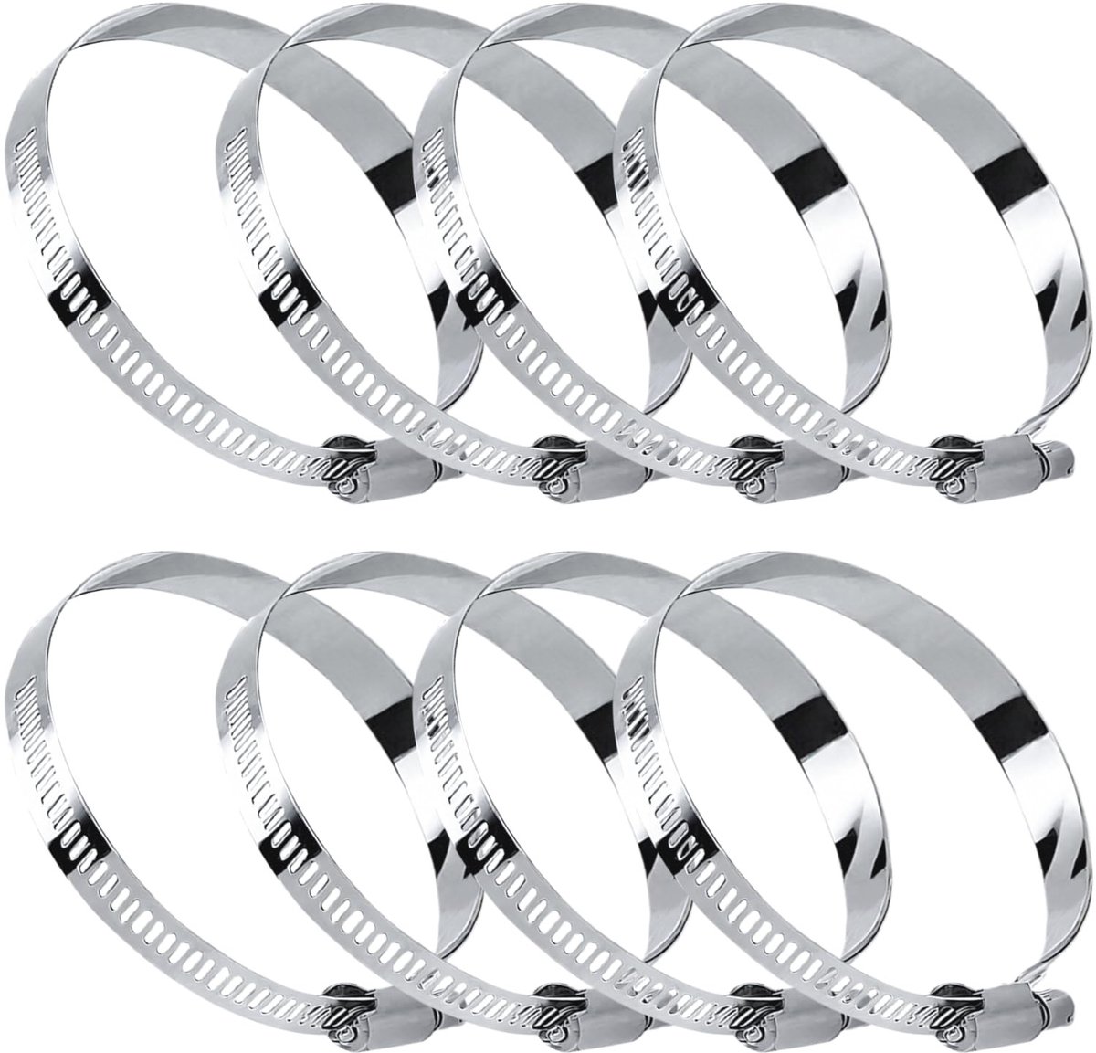 Dailygoods- Slangklemmen Set van 8 - Roestvrij Staal - Verstelbare Diameter 80-100 mm - Buisklemmen voor Auto/Industrie - Corrosiebestendig - Eenvoudige Montage