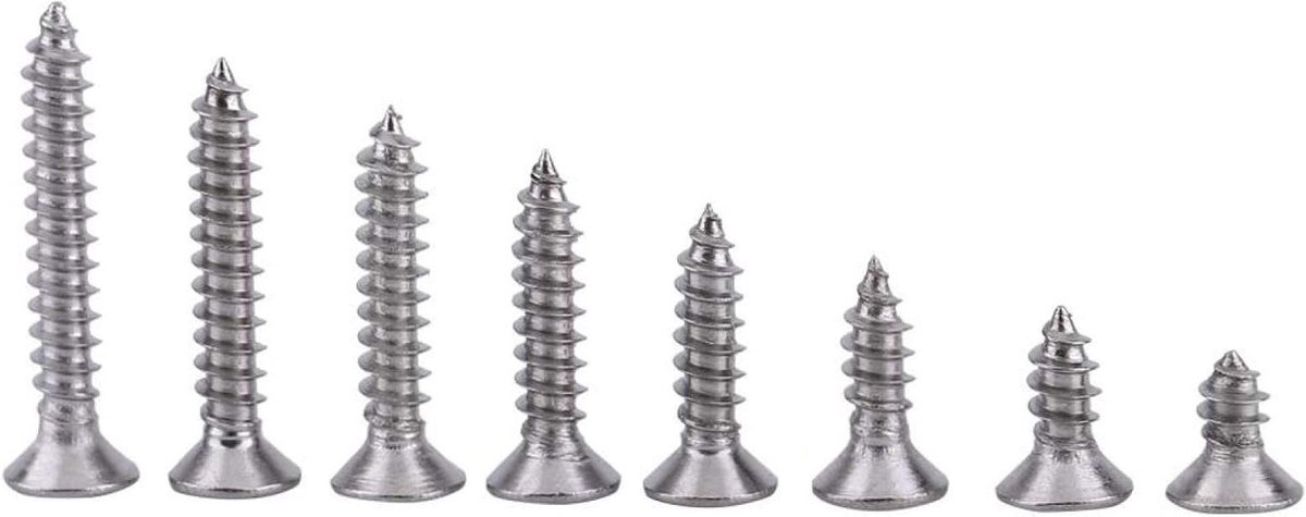 200 stuks M3 RVS SS304 Pan/Flat Head Wafer Head Zelfborende Schroeven Set voor Metaalbewerking en Bevestiging
