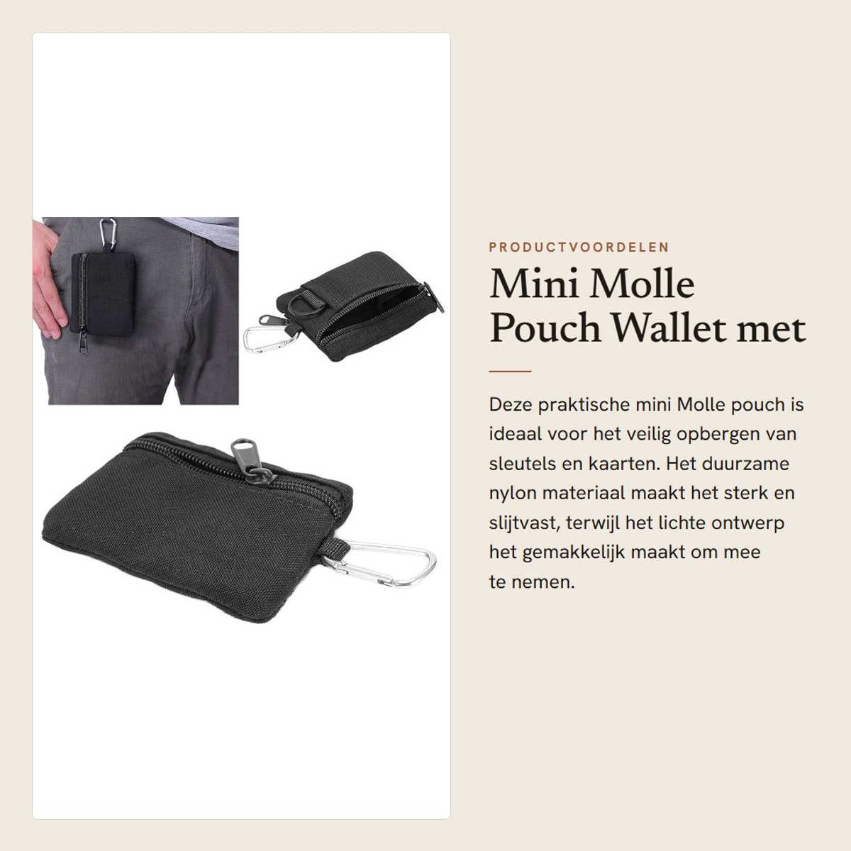 Dailygoods- Portemonnee Outdoor - Nylon Materiaal - Ritsvak - D-vormige Gesp - Slijtvast - Lichtgewicht - Duurzaam - Sleuteltas