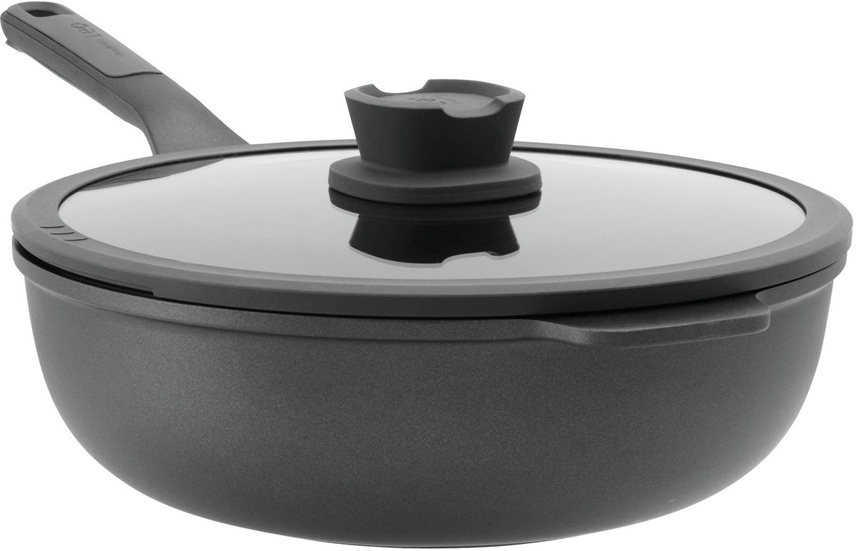 LEO Wok antikleef met deksel Stone+ - Ø 28cm - Grijs - PFAS-vrij