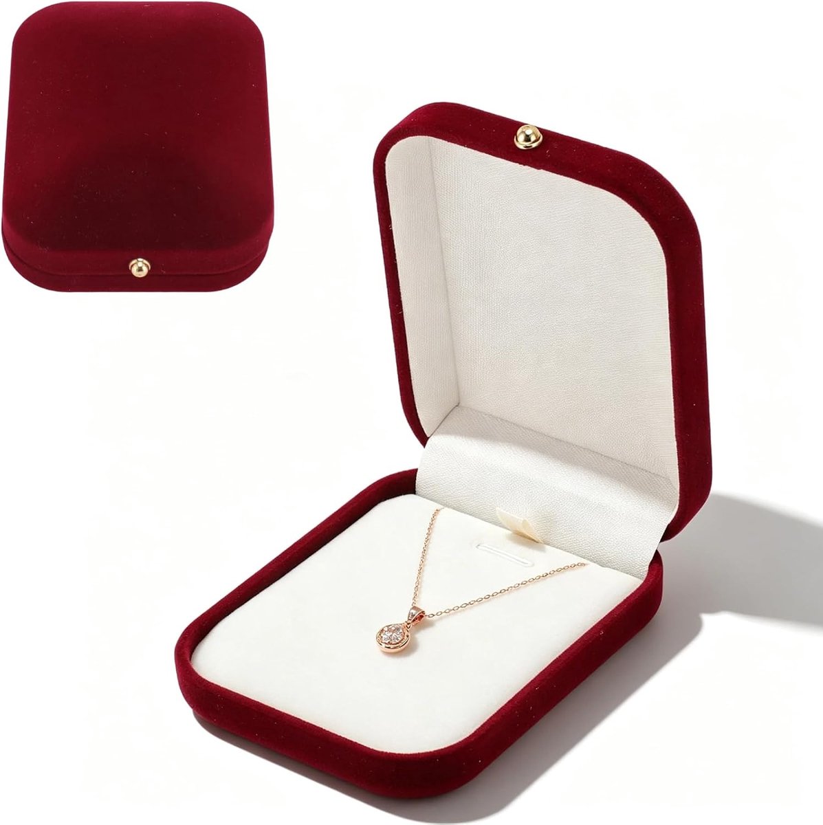 Ketting hanger sieradendoos - fluwelen rode - draagbaar - perfect voor cadeau - ShopVlot
