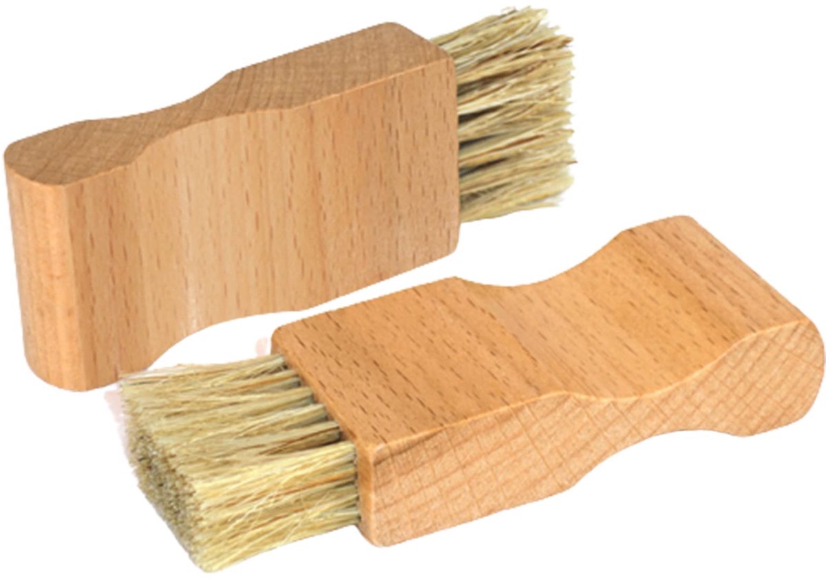Schoen Polish Applicator Borstels 2 Stuks - Houten Handvat - Kleine Schoen Schoonmaak Borstels - ShopVlot