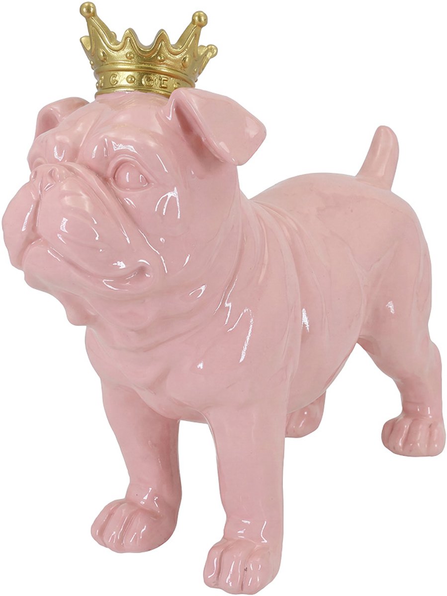 Clayre & Eef Decoratie Beeld Hond Roze Kunststof