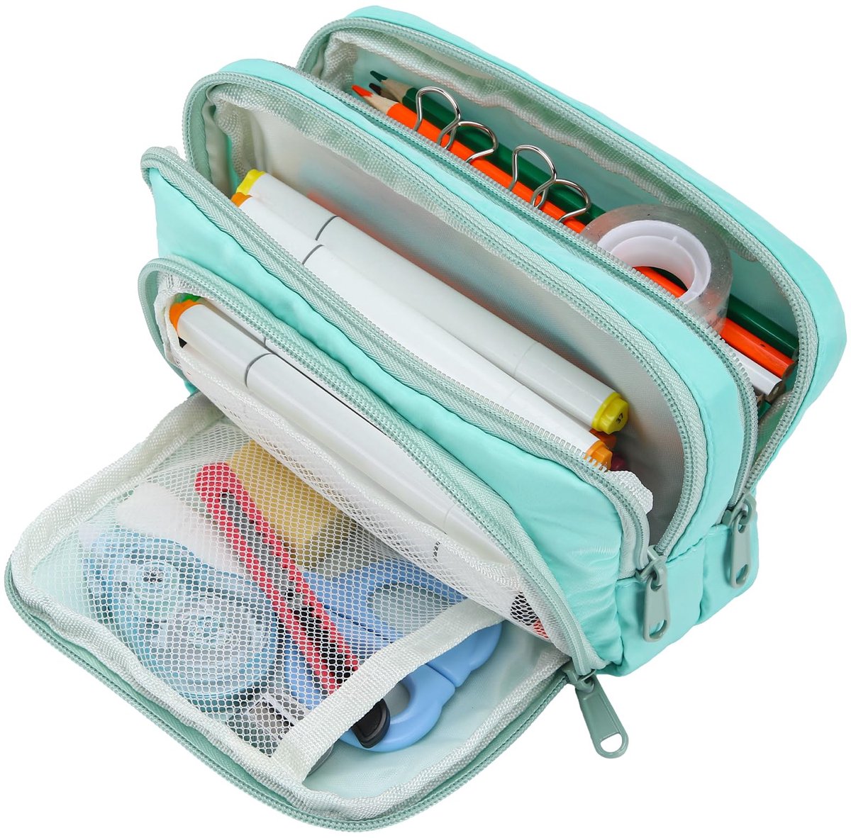 Pennenetui grote maat - 3 vakjes - Slijtvast polyester - Ideaal voor school en kantoor - ShopVlot