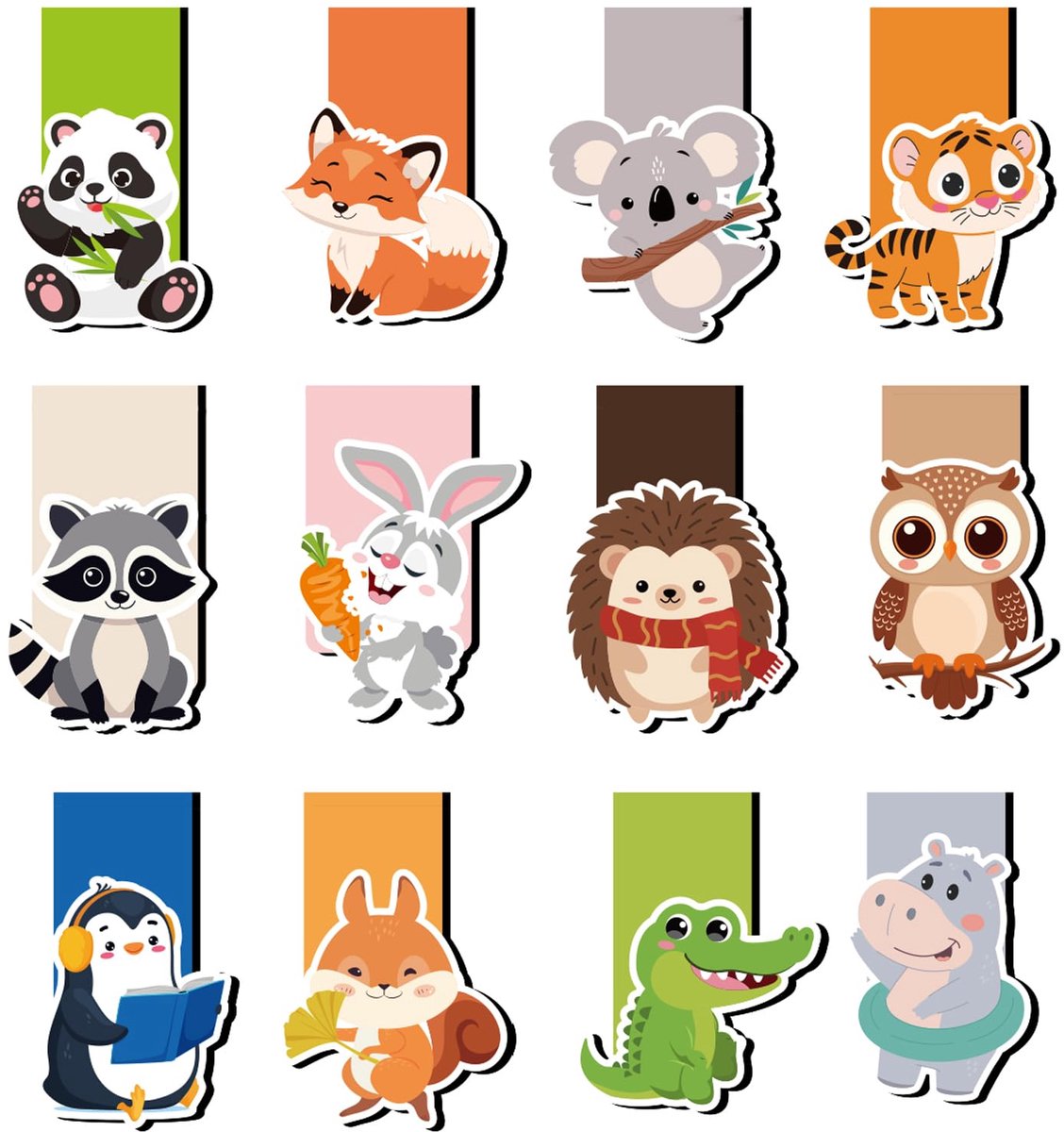 Magnetische bladwijzers voor kinderen - 12 stuks - dieren thema - leuk cadeau voor schoolzakje - ShopVlot