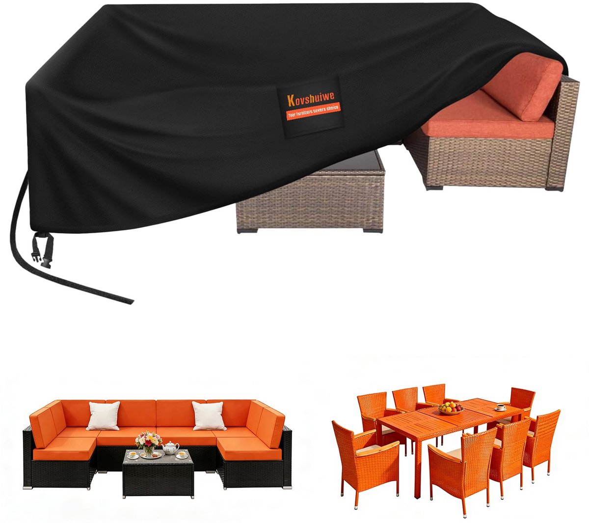 Tuinmeubelhoes 250 x 150 x 90 cm - waterdicht Oxford-stof - winddicht en anti-UV - bescherm uw terrasmeubels - ShopVlot