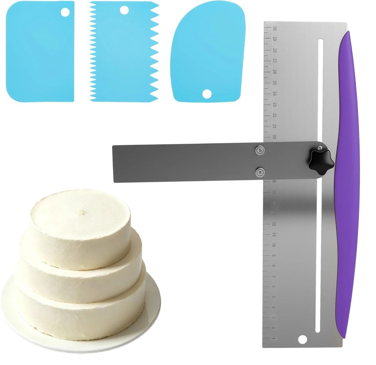 Taartschuiver 30 cm - roestvrij staal - verstelbare taartschraper - perfect voor het gladstrijken van taarten - ShopVlot