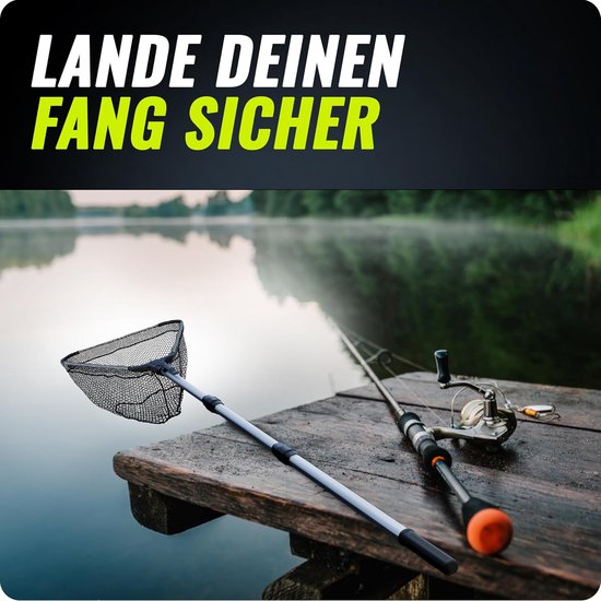 Schepnet - Visnet - Vissen - Rubberen coating - 1.6m - Zwart — afbeelding 3