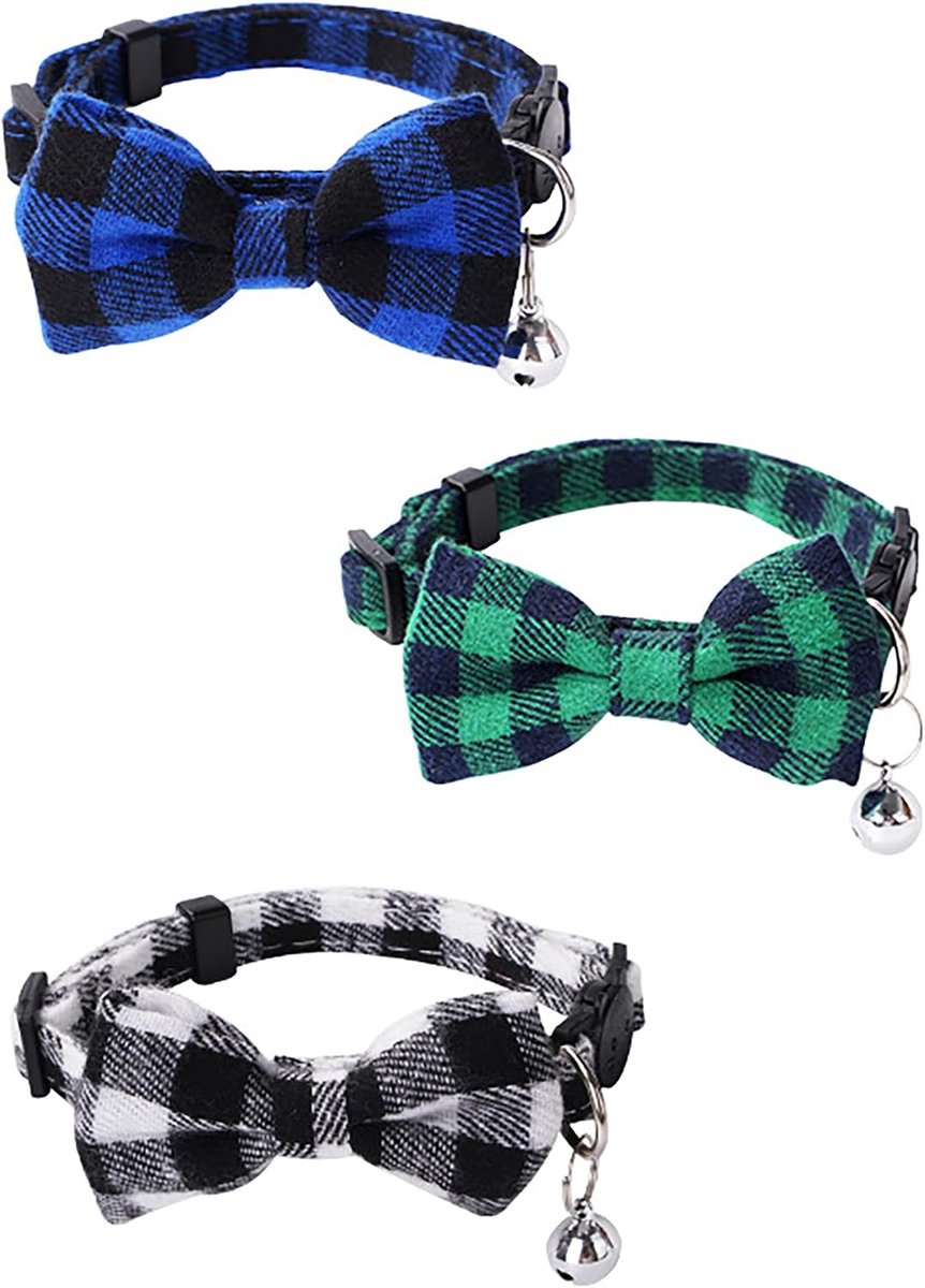 Kattenhalsband met belletjes en veiligheidssluiting, 3 stuks - ShopVlot