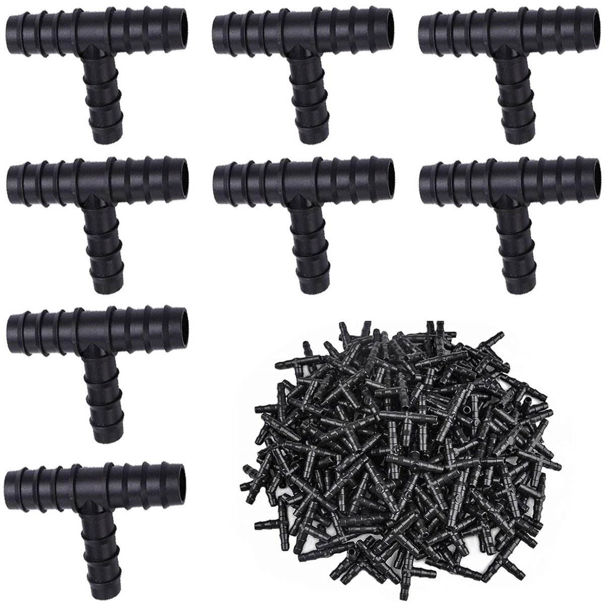 Hose Irrigation Connectors, 100pcs Irritable T Connectors, Irrigation Connectors 16mm, Plastic Hose Connectors and - ShopVlot