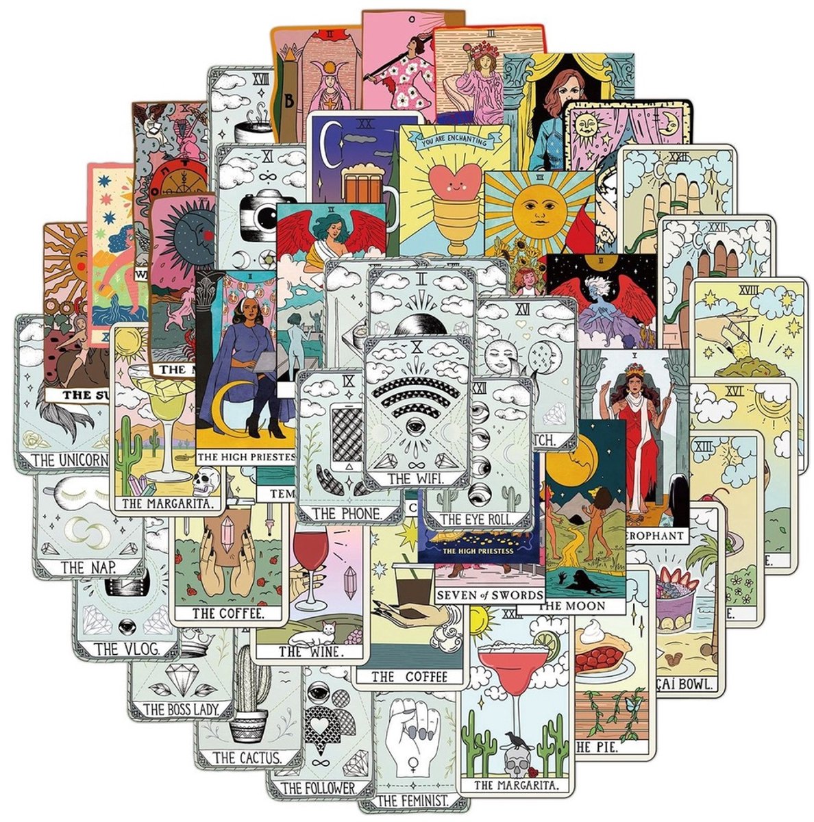 50 Tarot Stickers – Tarotkaarten, Orakelkaarten & Oracle