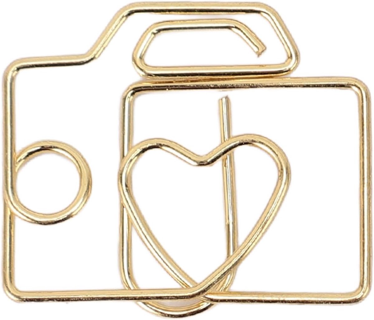Creatieve Camera-vormige IJzer Paperclips met Opbergdoos voor Kantoor en Thuisgebruik (Goud)