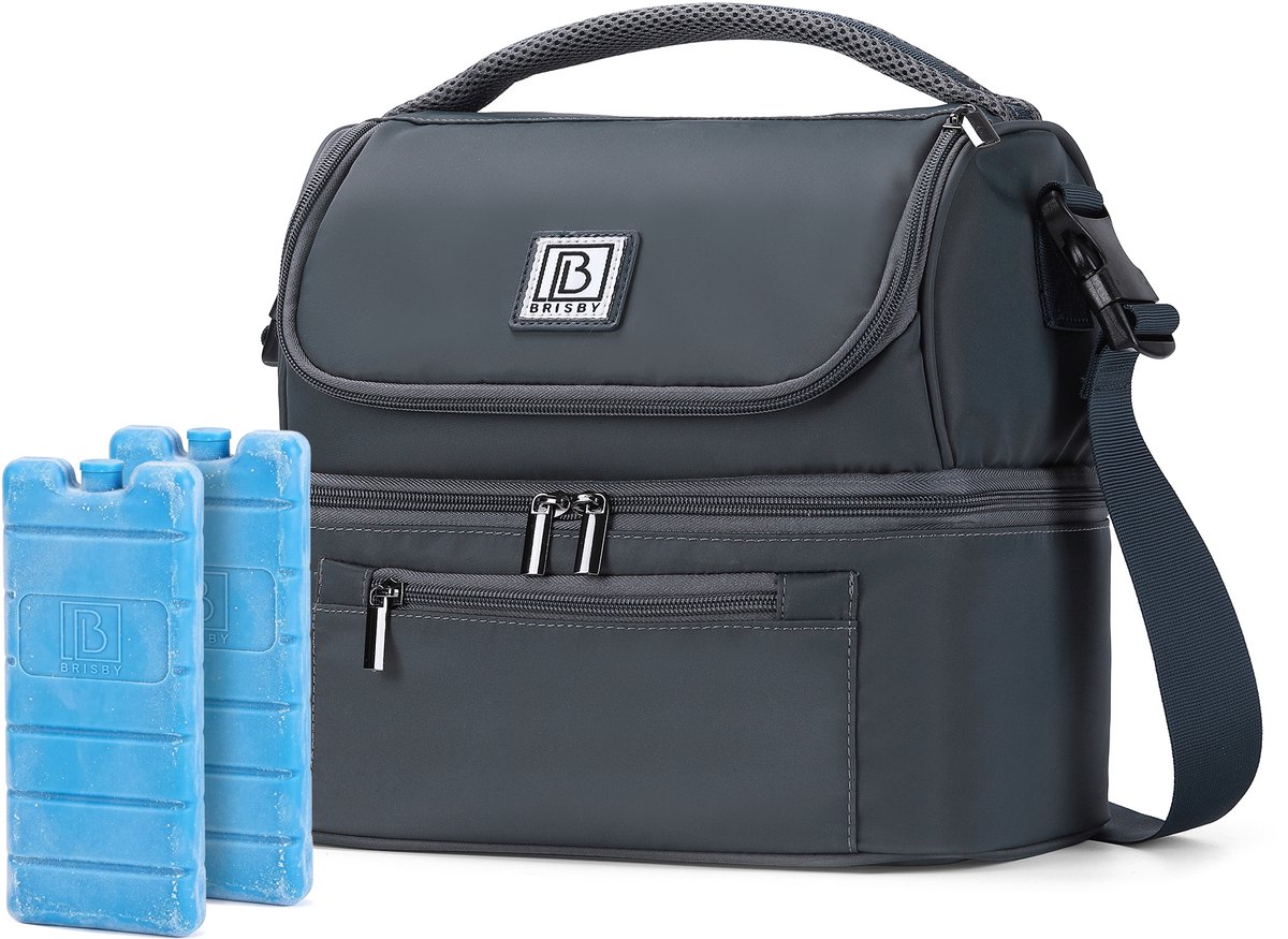 Brisby Kolftas 11 Liter – Koeltas voor Moedermelk & Borstkolf – 2 Geïsoleerde Vakken – Inclusief 2 Koelelementen – Tot 10 Uur Koel - Urban Blue