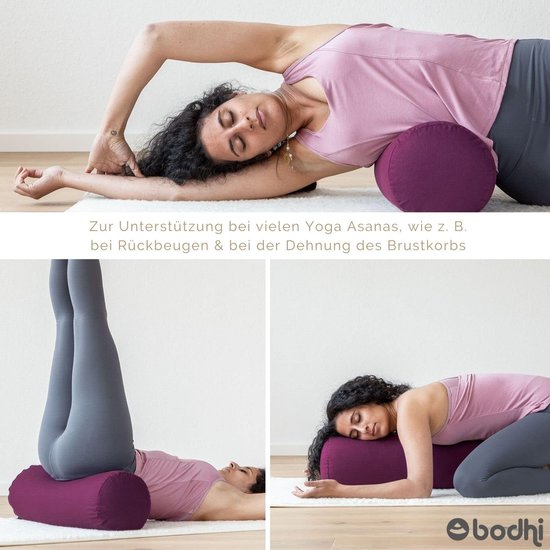 Yoga Bolster Rol - Yin Yoga Kussen - Ontspannende Houdingen - Aanpasbare Vulling - 65 x 22 cm - Paars — afbeelding 2