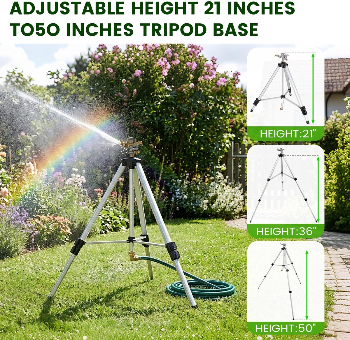 Impact sprinkler op statief basis - 360 graden dekking - verstelbare pulsator - ideaal voor gazon en tuin - ShopVlot