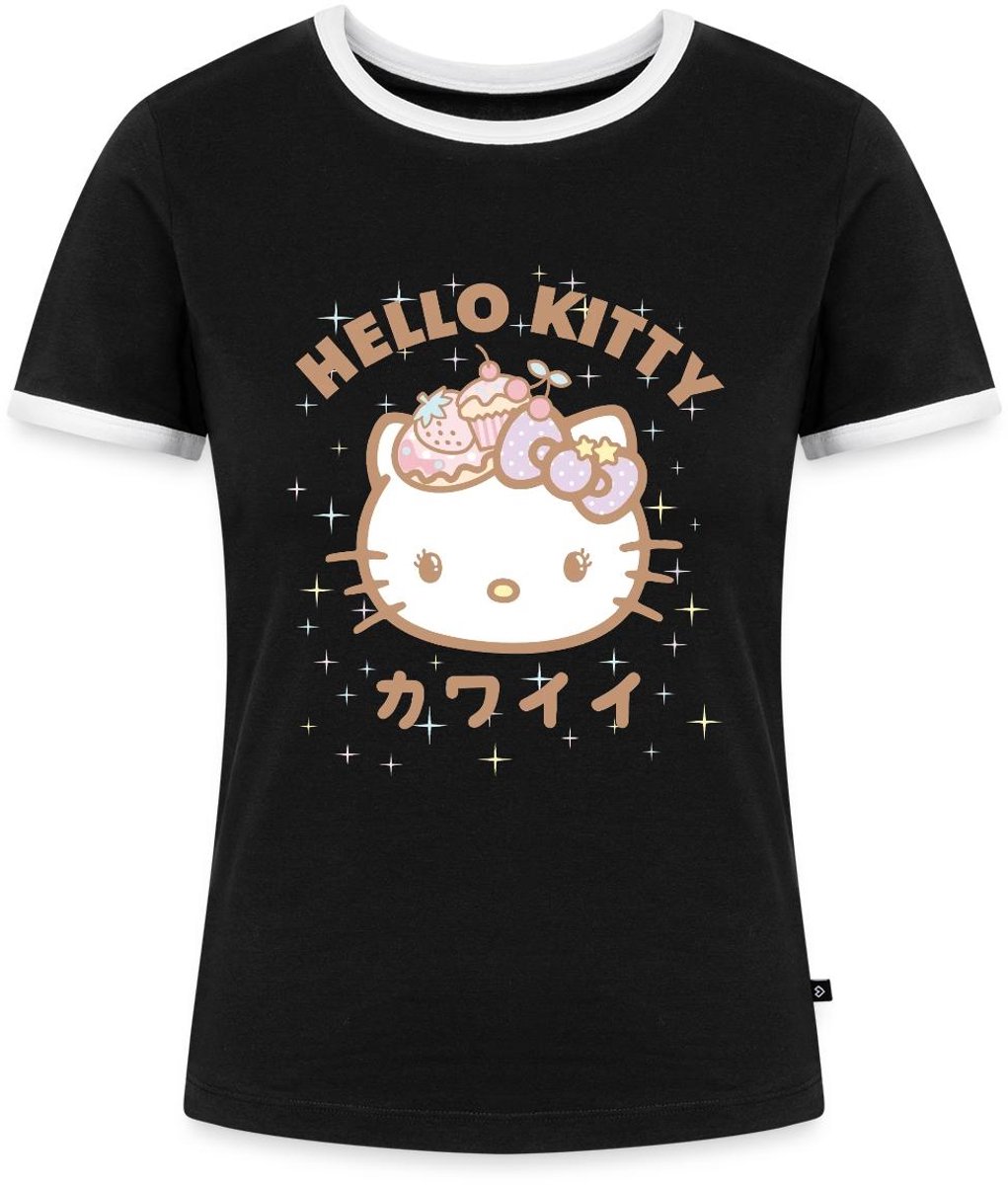 Hello Kitty Kawaii Stijlen Met Sterren Vrouwen Contrast Shirt