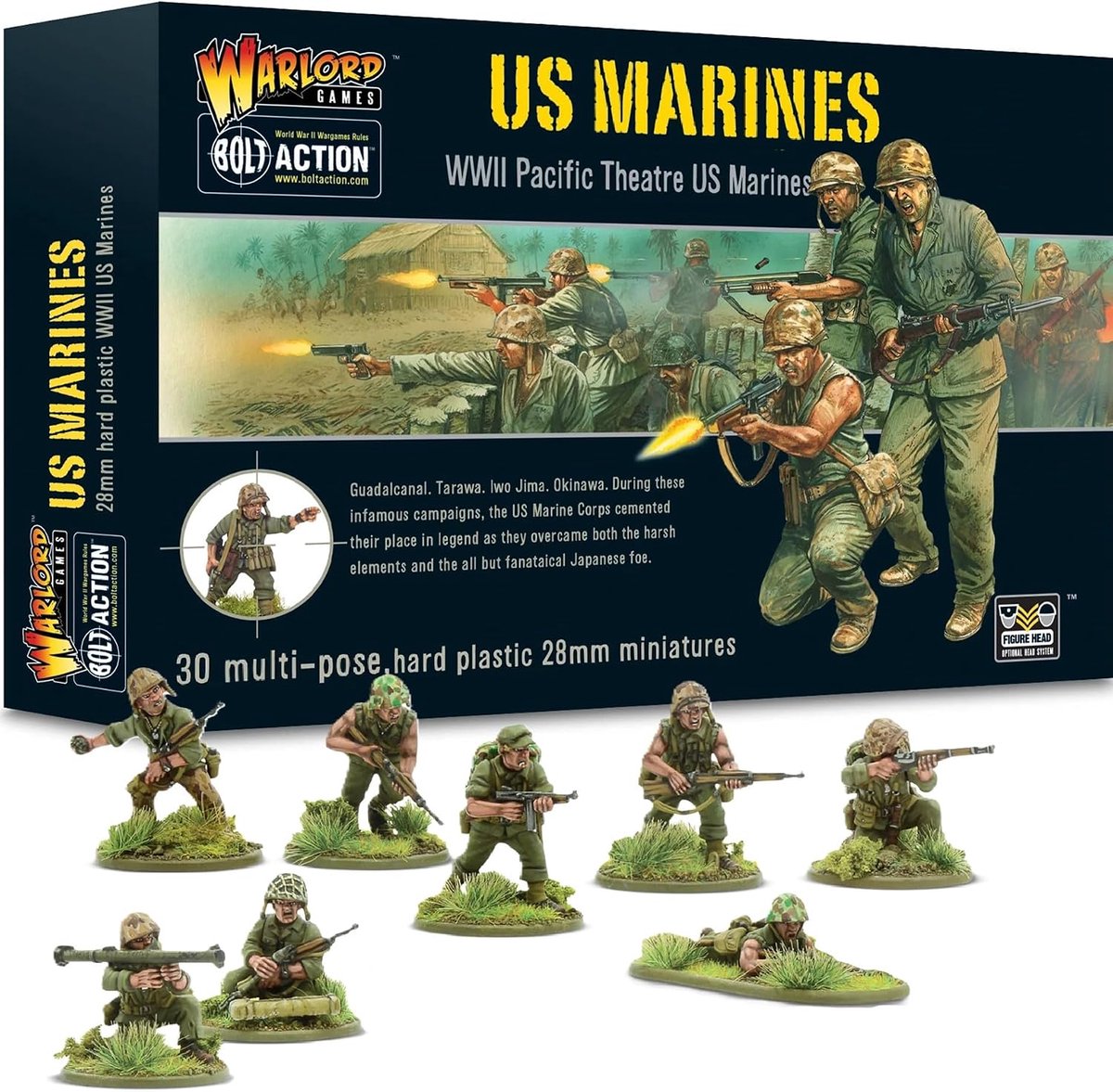 Blot Action US Marines Pacific Theater 1:56 WWII Military Wargaming Figures Plastic Model Kit - ShopVlot