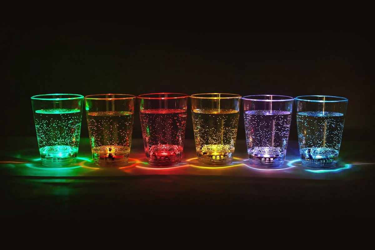 12 x illuminated LED glasses, 6 cl, flashing, for weddings, parties, games - ShopVlot