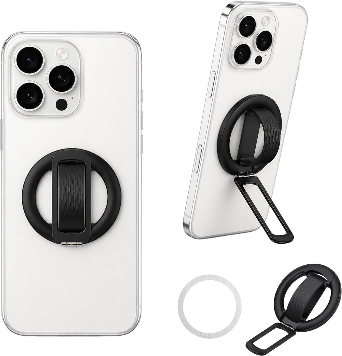 Bevestigingshulpmiddel voor draagbare telefoonarm - zwart - verplaatsbaar - comfortabele grip - ShopVlot