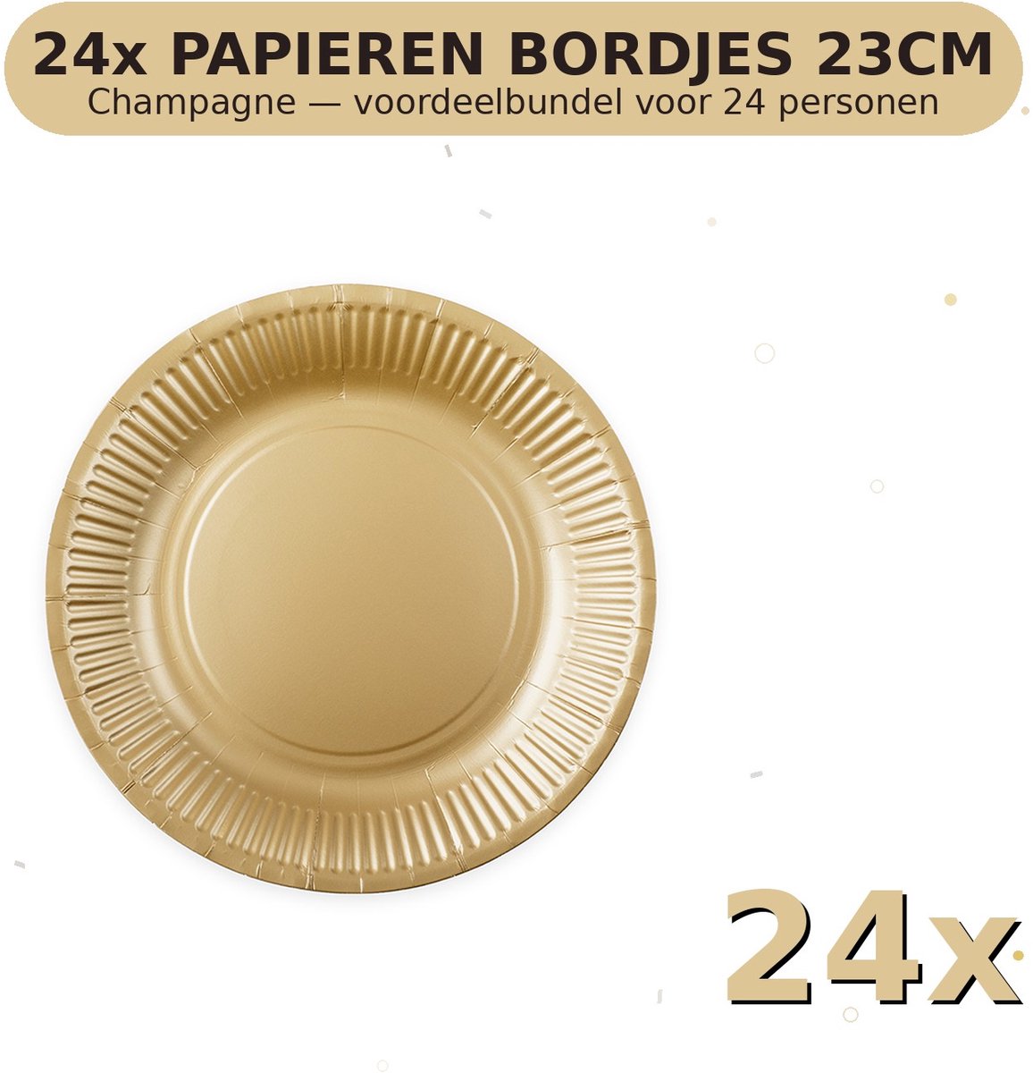 Bordjes 23cm FSC Champagne - Voordeelverpakking 24 Stuks voor tot 24 Personen - Feestartikelen
