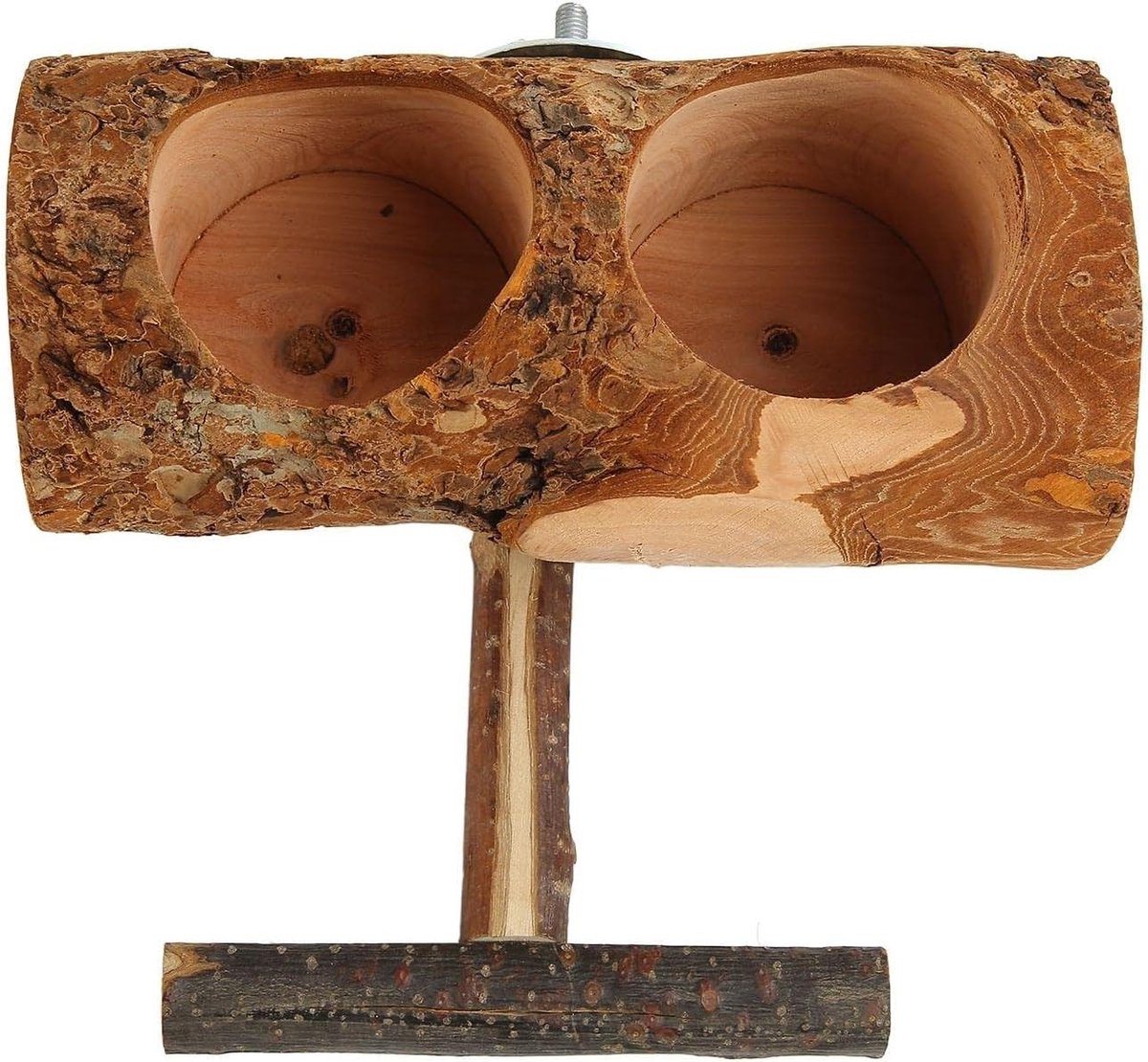 Voederbakken voor vogels, houten platform met waterkom voor parkieten, cockatiels en lovebirds
