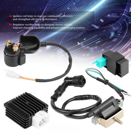 CDI-Box voor ATV en Quad met Ontstekingsspoel, Regulator Rectifier en Startrelais voor 50cc tot 110cc voertuigen — afbeelding 3