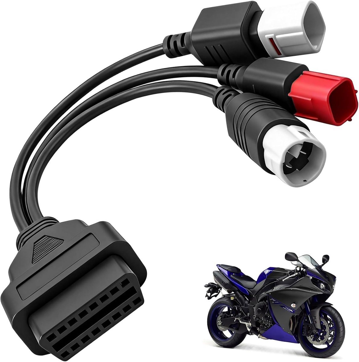 OBD2 diagnosekabel voor motorfiets, 3-in-1-adapter, 3/4/6-pins naar 16-pins - ShopVlot