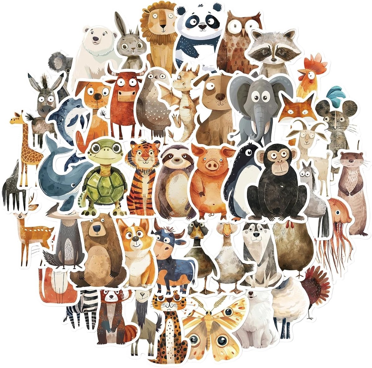 100 stuks schattige dierenstickers voor kinderen, waterdichte beloningsstickers voor laptop, waterfles en telefoon, ideaal voor knutselen en versieren