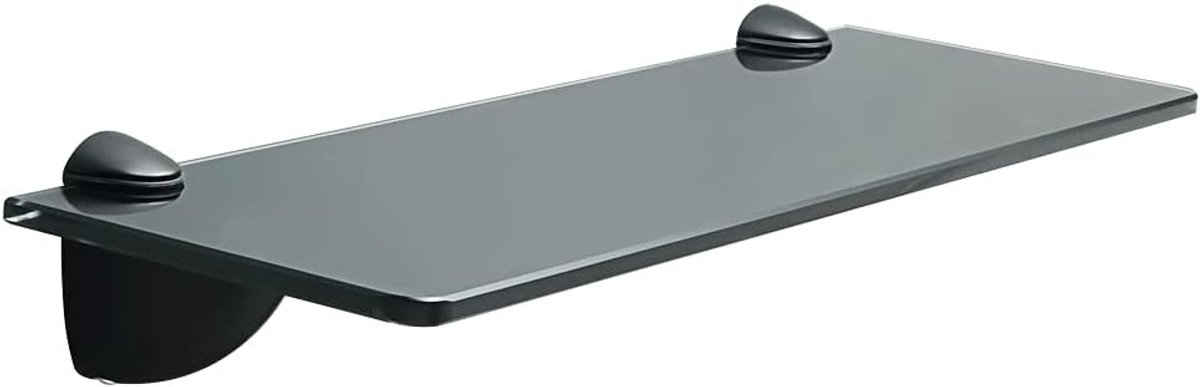 Zinc Alloy Glazen Plank Set - Wandmontage met Steunen en 38x17x0.8cm Veiligheidsglas voor Badkamer en Keuken, Zwart