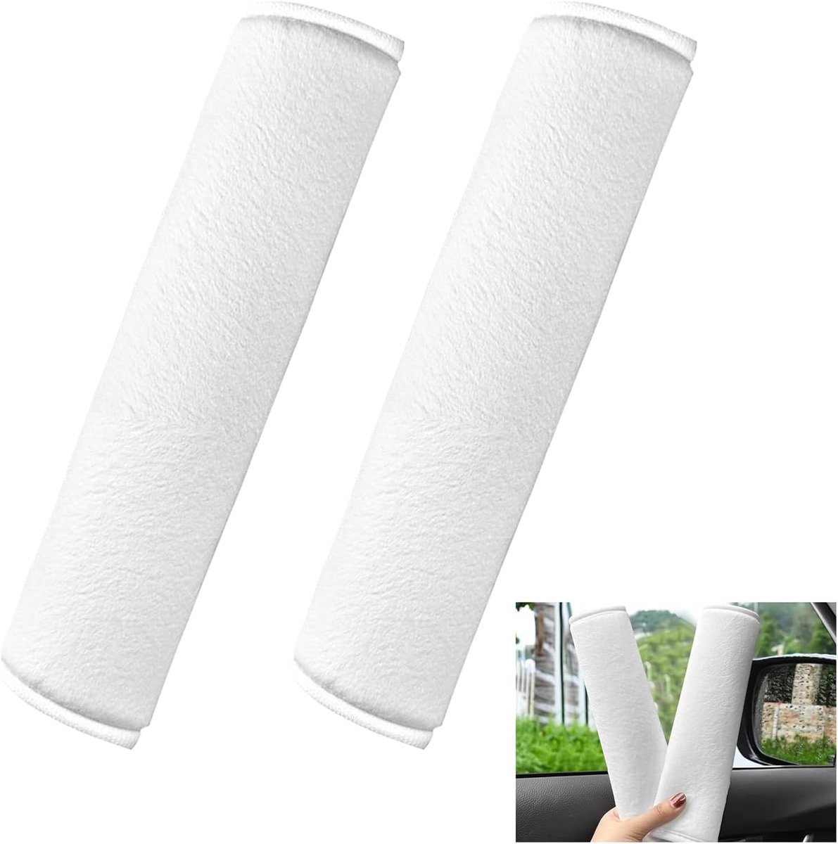 Zachte Autogordelpads voor Volwassenen, Set van 2, Schouderbescherming, Comfortabel en Veilig, Geschikt voor Auto's en Handtassen, Wit