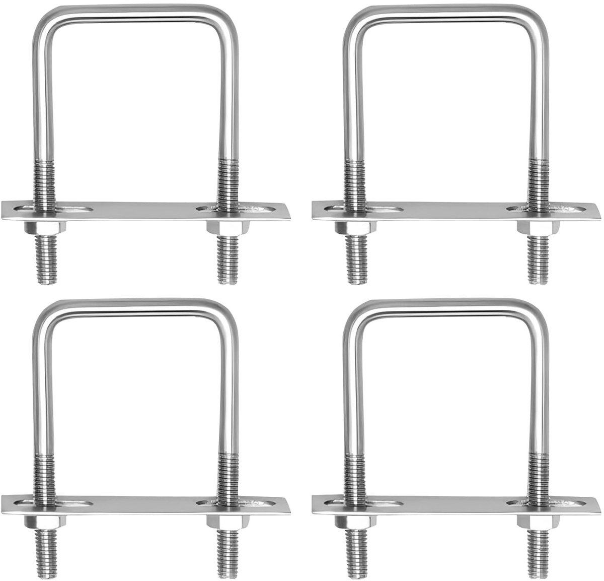 Set van 4 U-beugels M10, 160 x 210 mm, RVS Beugels voor Schuttingmontage, Tube Bevestiging en Klemmen