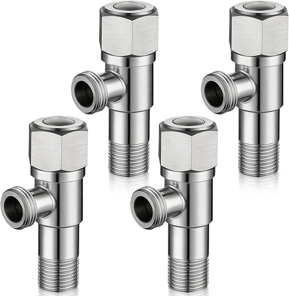 Hoekventielen 1/2 inch voor vaatwasser aansluiting, koud en warm water, drinkwater met afdichting - 4 stuks
