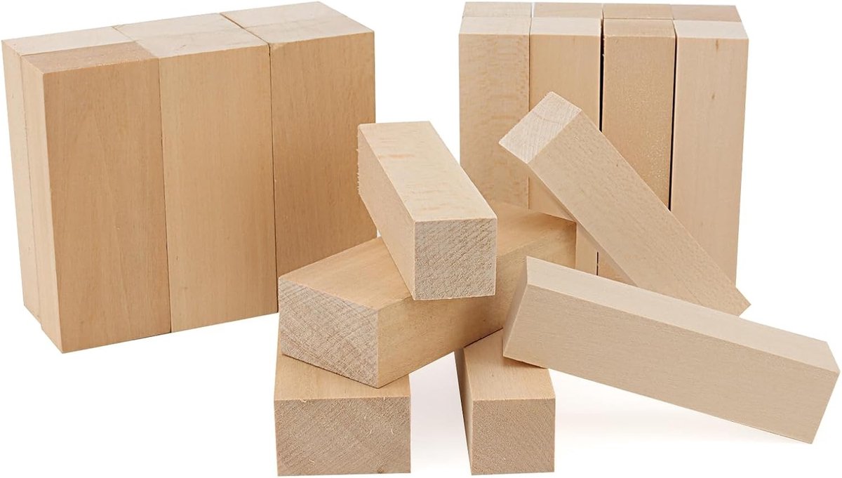 20 Stuks Houten Carving Blokken Set van Basswood, Onbewerkte Blokken voor Houtsnijden en DIY Creaties