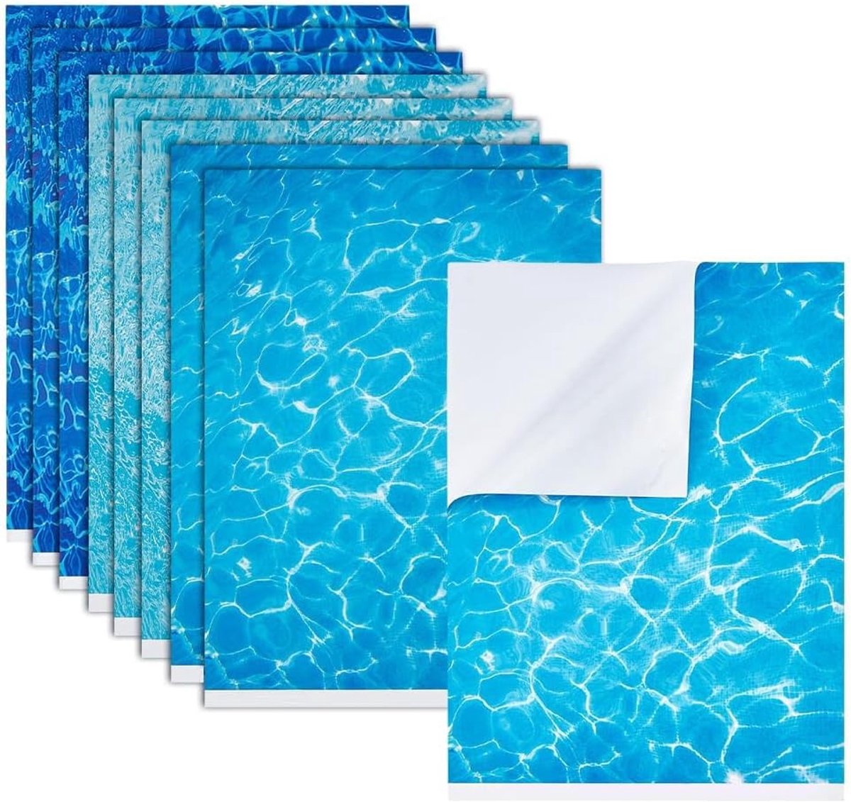 9 Vellen 3 Stijlen Modelvloer Papier Stickers, Zelfklevende Wandstickers voor DIY Poppenhuis Decoratie, Watergolven Motief, Geschikt voor 1/12 en 1/6 Schaal