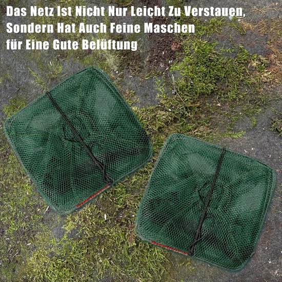 SnelShoppen - 4-delige Vissersnetten Set voor Bait, Crayfish, Lobster en Carp - Duurzaam Nylon en Gegalvaniseerd Staal - Herbruikbaar en Praktisch - I van Snelshoppen — afbeelding 2