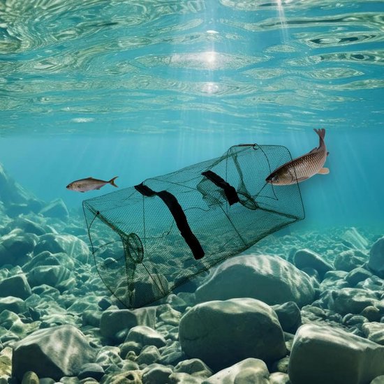 SnelShoppen - 4-delige Vissersnetten Set voor Bait, Crayfish, Lobster en Carp - Duurzaam Nylon en Gegalvaniseerd Staal - Herbruikbaar en Praktisch - I van Snelshoppen — afbeelding 3