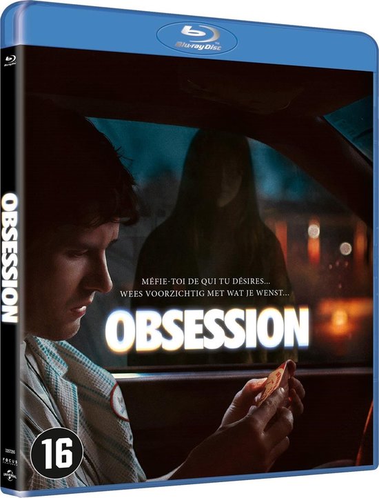 Blu-ray hoes met een man die in de auto zit en naar een kaart kijkt. Obsessie staat in grote letters.