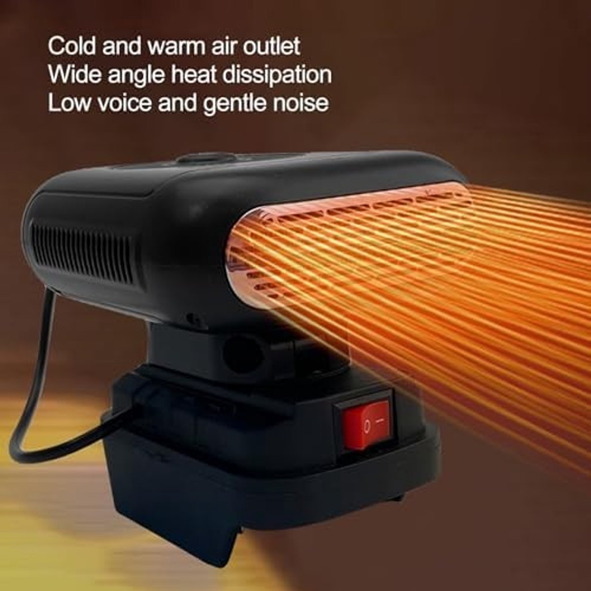 Draagbare Ruimtekachel met Instelbare Temperatuur van 30°C tot 80°C, Stille Desk Heater met 90° Flip en USB-aansluitingen voor Kantoor en Studentenhuis